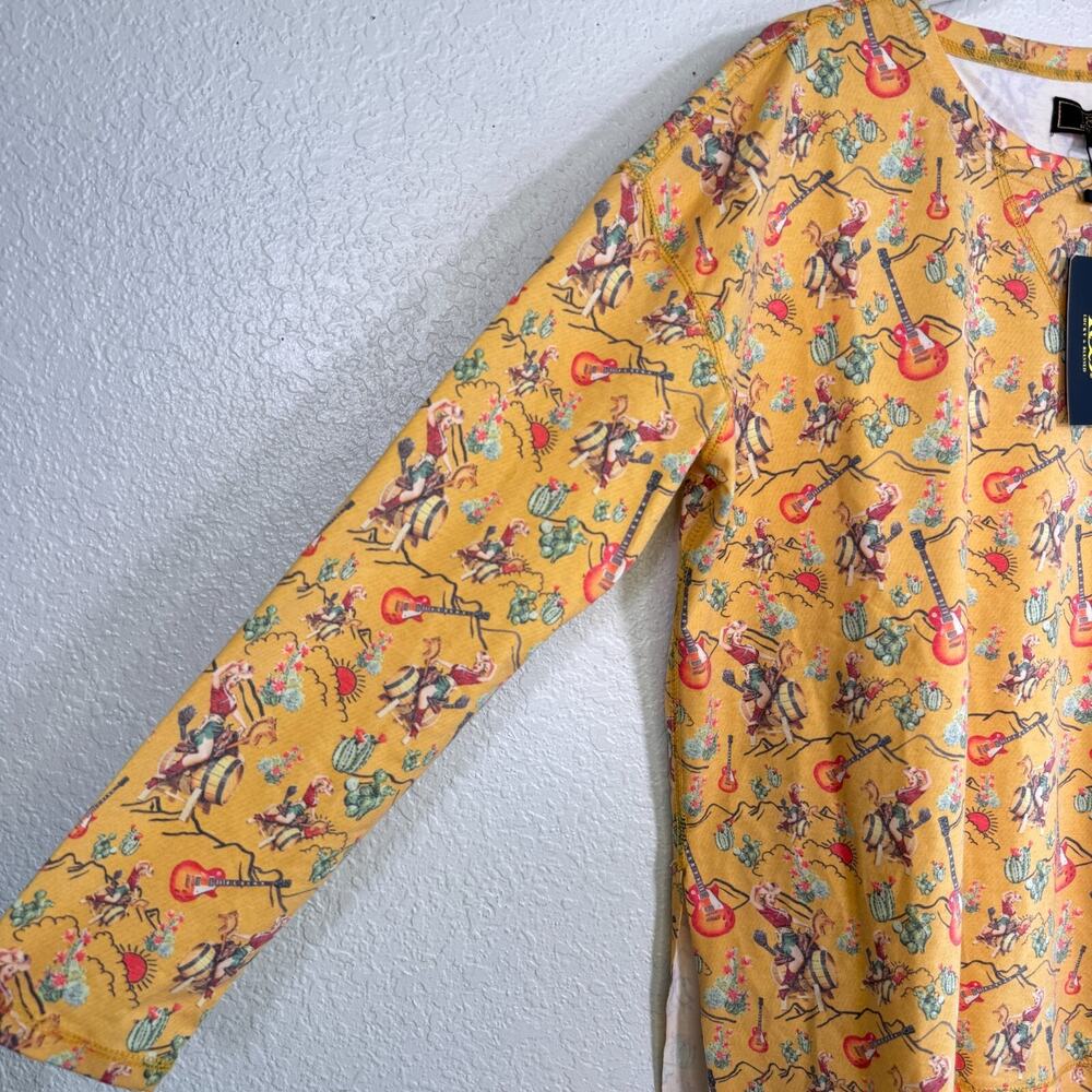 Lucky and Blessed Top Womens Medium Tunic Western Cowgirl Guitar Print Rodeo NEW - Picture 6 of 12